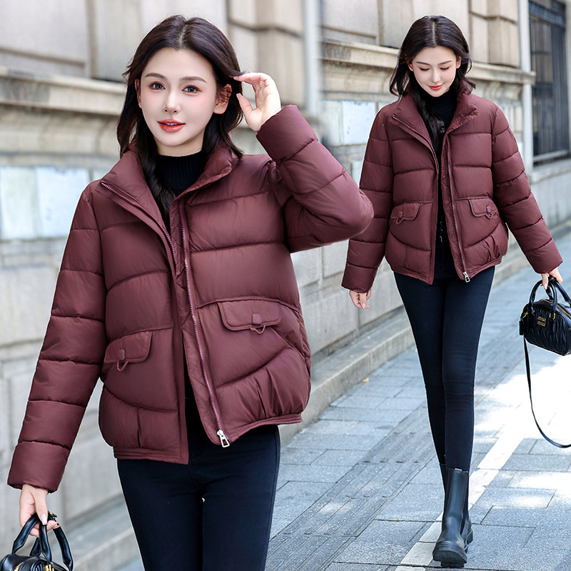 Invierno de 2025 nuevo estilo coreano simple casual corto cuello vertical ropa de algodón esponjosa gruesa chaqueta de algodón pequeño image 4
