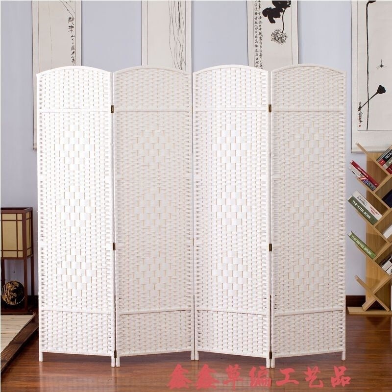 Folding office partition screens, straw-woven wooden screens, woven folding screens, bedroom entrance screens Folding office partition screens, straw-woven wooden screens, woven folding screens, bedroom entrance screens