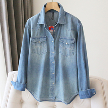 砖柜售699~棉牛仔衬衫女长袖宽松韩版百搭衬衣内搭外套2025春秋