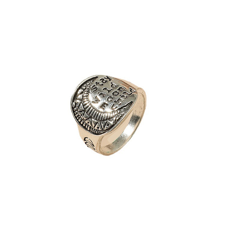 Fashionable retro creative trend ethnic ring with letters