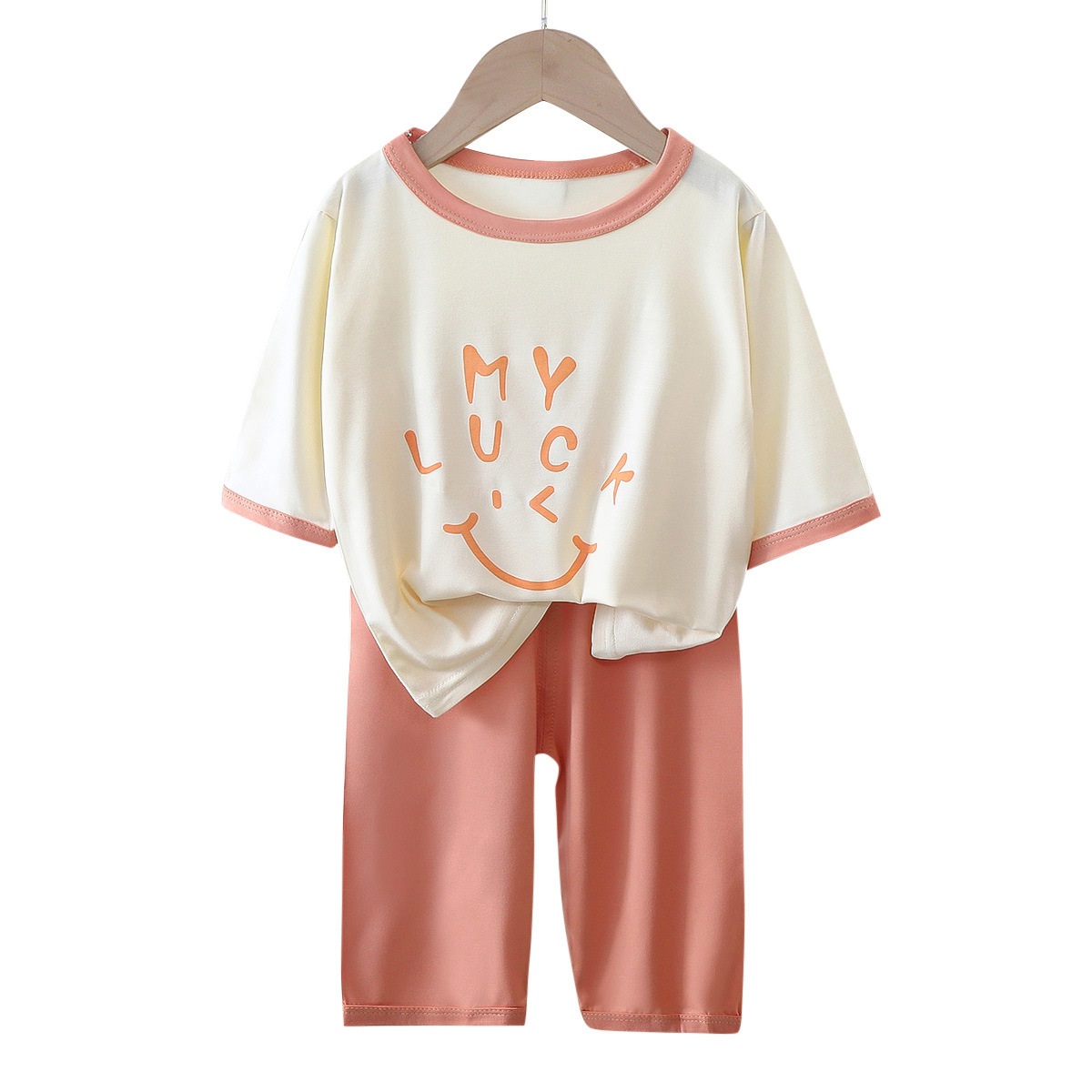 El nuevo traje de manga tres cuartos de servicio a domicilio de Yasser, pijamas de estilo caliente para niñas y tesoros para hombres, ropa de aire acondicionado para niños grandes y delgados de verano