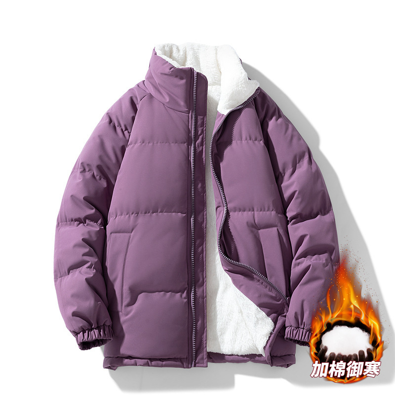 冬季防风加厚立领撞色棉服男冬季防风加厚情侣同款棉袄面包服外套|undefined