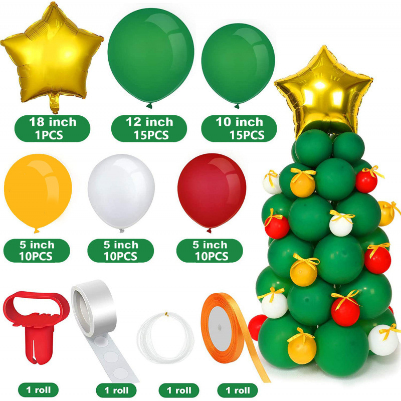 Venta caliente transfronteriza Paquete de globos de látex verde oscuro de Navidad Serie de bosque Venta directa de fábrica de árboles de Navidad Globo_voghion.com