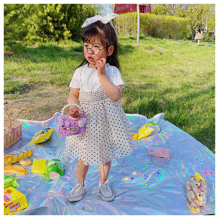 Girl'S Cloth Flower Bow Knot Cute Sequins Pearls Square Lock Clasp Crossbody Bag display picture 35