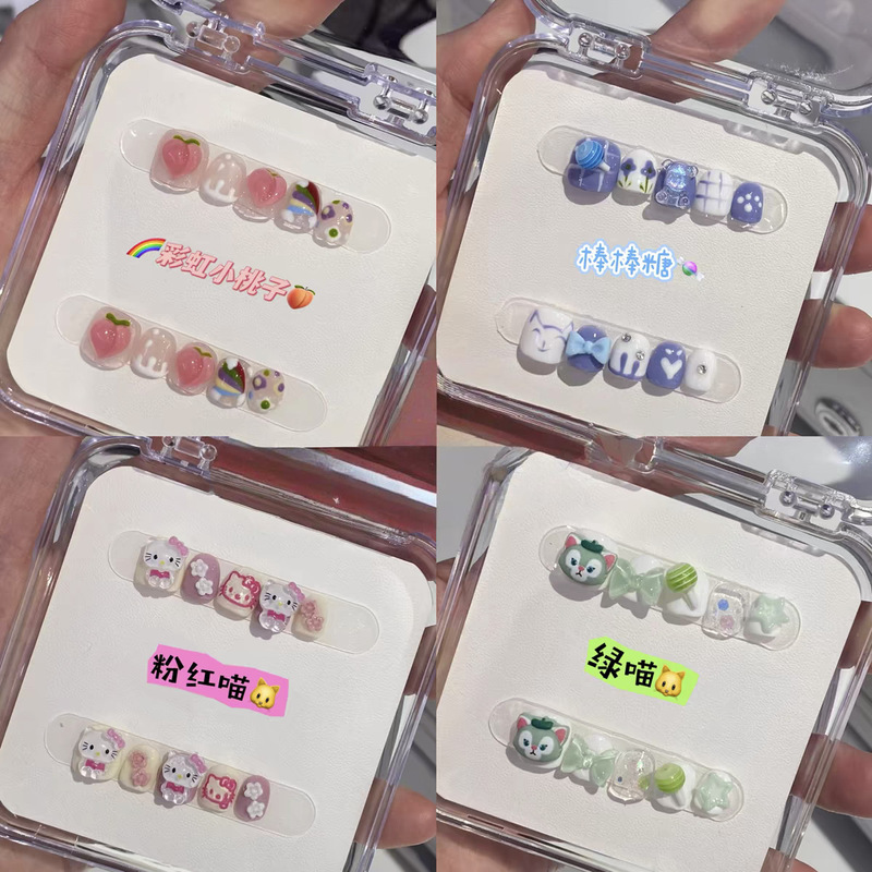 New Year New Children's Wear Cartoon Sanrio Non-toxic Removable Nail Patch Baby Fake Nails