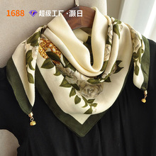 方巾丝巾女2025新款磁吸扣护颈小围巾女秋冬季棉麻脖子围脖护颈