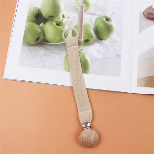 INS Baby Pacifier Clip Anti-Drop Beechwood Pacifier Chain Cotton Teether Strap Handkerchief Lost Preventer