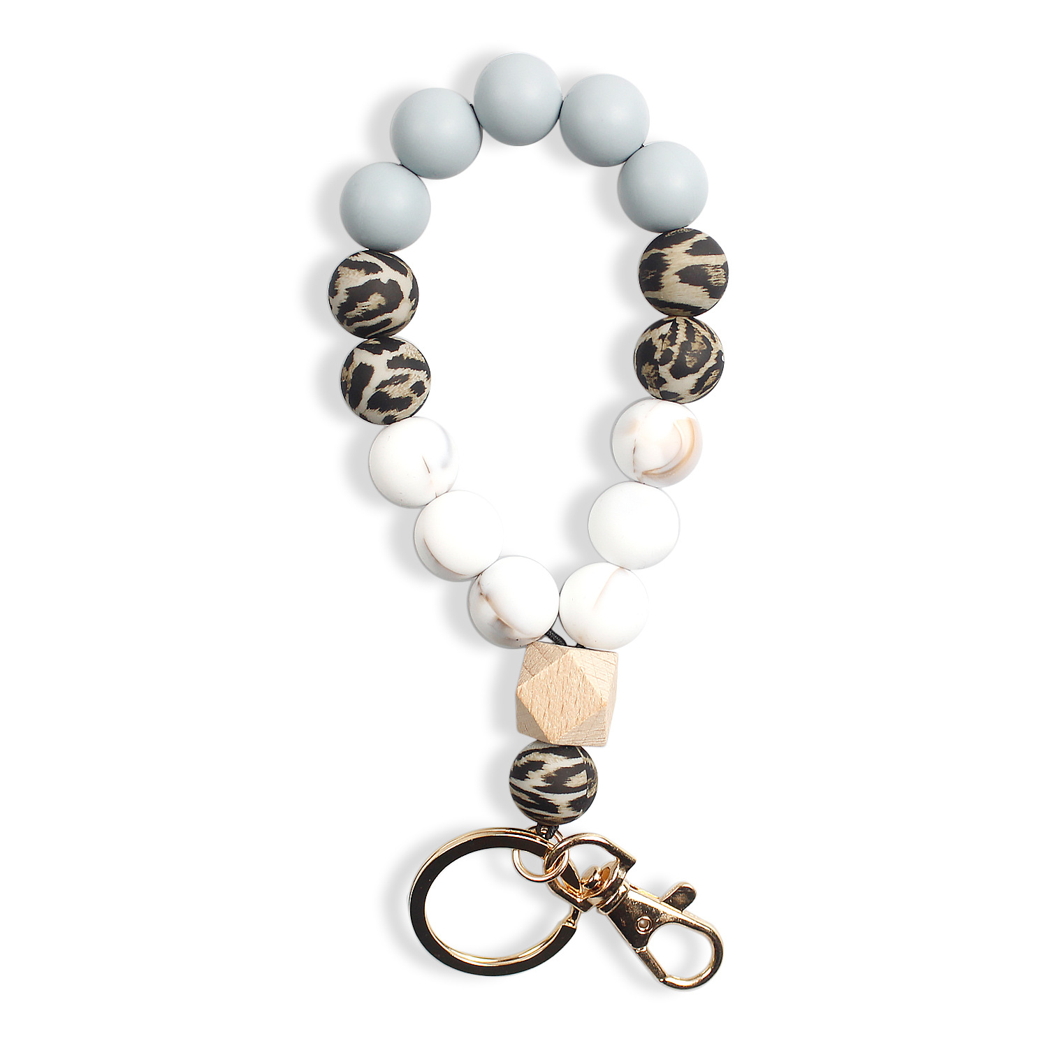 Pulsera de cuentas de silicona de color europeo y americano llavero Amazon pulsera de cuentas de estampado de leopardo de alta calidad pulsera llavero
