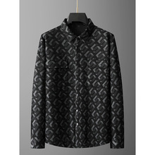 设计师原创春秋季男式新款加肥加大码衬衫翻领夹克防风保暖男士商