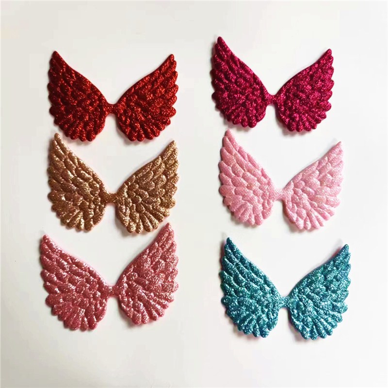 工厂直销6.5cm 天使翅膀 蛋糕插牌超声波压花 布贴服饰辅料Diy饰