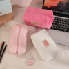 Winter plush capacious cosmetic bag, pencil case, stationery, organizer bag, Korean style