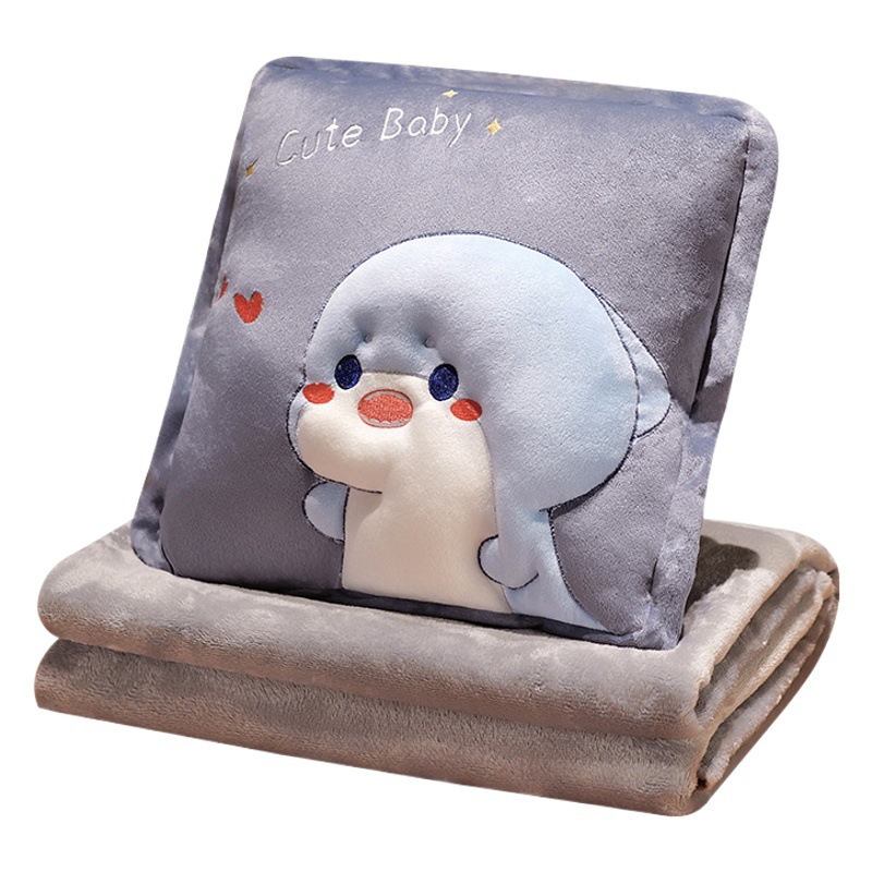 Manta de almohada de dibujos animados almohada de calentamiento de manos edredón de doble uso de aire acondicionado de oficina manta dos-en-uno coche almohada para dormir