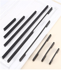 Hardware Manufacturer Wholesale Cabinet Door Pulls Aluminum Black Wardrobe Cabinet Drawer Single Hole Concealed Pull