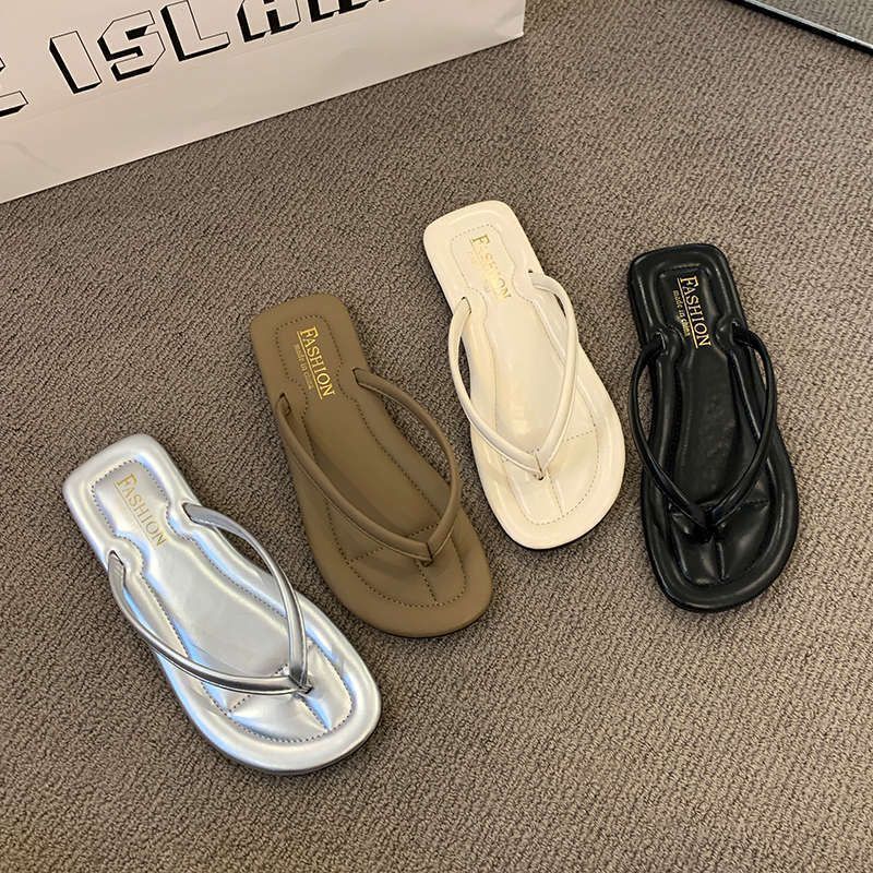 2024 Women's Flip-Flops for Summer, Durable Outdoor Sandals, Flat Toe-Post Beach Shoes, Non-Slip, Comfortable Flat Sole