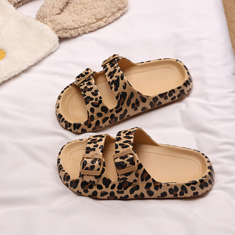 Leopard print wholesale slippers women's summer outdoor wear non-slip half-slippers indoor home fashion soft thick bottom step excrement feeling sandals