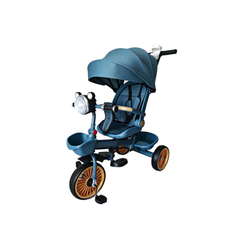 Triciclo de Empuje Infantil de Metal Reclinable Bidireccional para Bebés