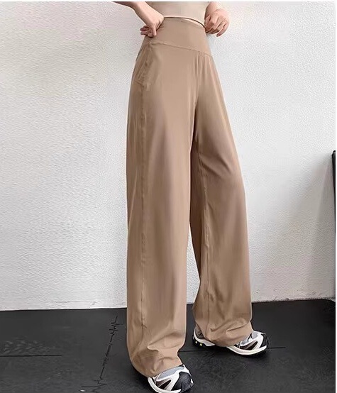 女性用プラスサイズスポーツカジュアルドレープワイドレッグパンツ、女性用高弾性おなかコントロールパンツ、速乾性カジュアルポケットヨガストレートパンツ|undefined