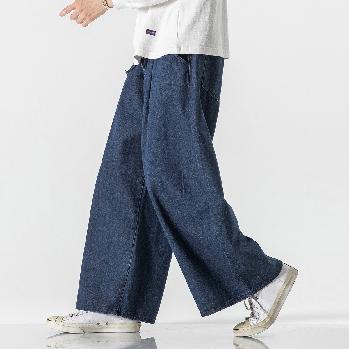 Summer solid color casual loose straight jeans