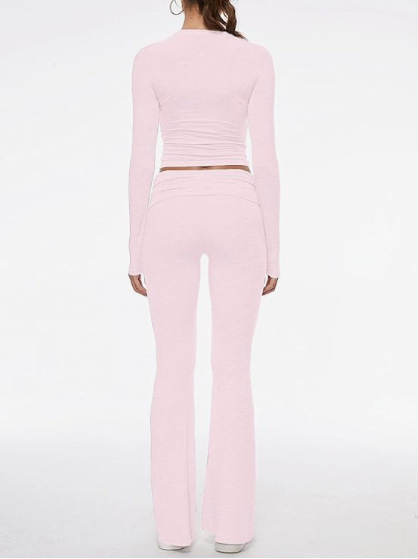 336g Weight Long Sleeve Sleeve Length Spandex, Polyester Fabric Type Pant Co-ord Set Sets Type 2 Pieces Set Quantity Holiday, Daily Occasion Round Neck Neckline Slim Fit Type Solid Color Pattern Summer, Spring Season Women's Gender Streetwear Style Holiday Daily Women's Streetwear Solid Color Spandex Polyester Pant Co-ord Set Pants Sets 12