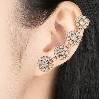 2022欧美创意花朵镶钻耳夹时尚百搭单边女耳环耳骨夹耳饰饰品批发|ms