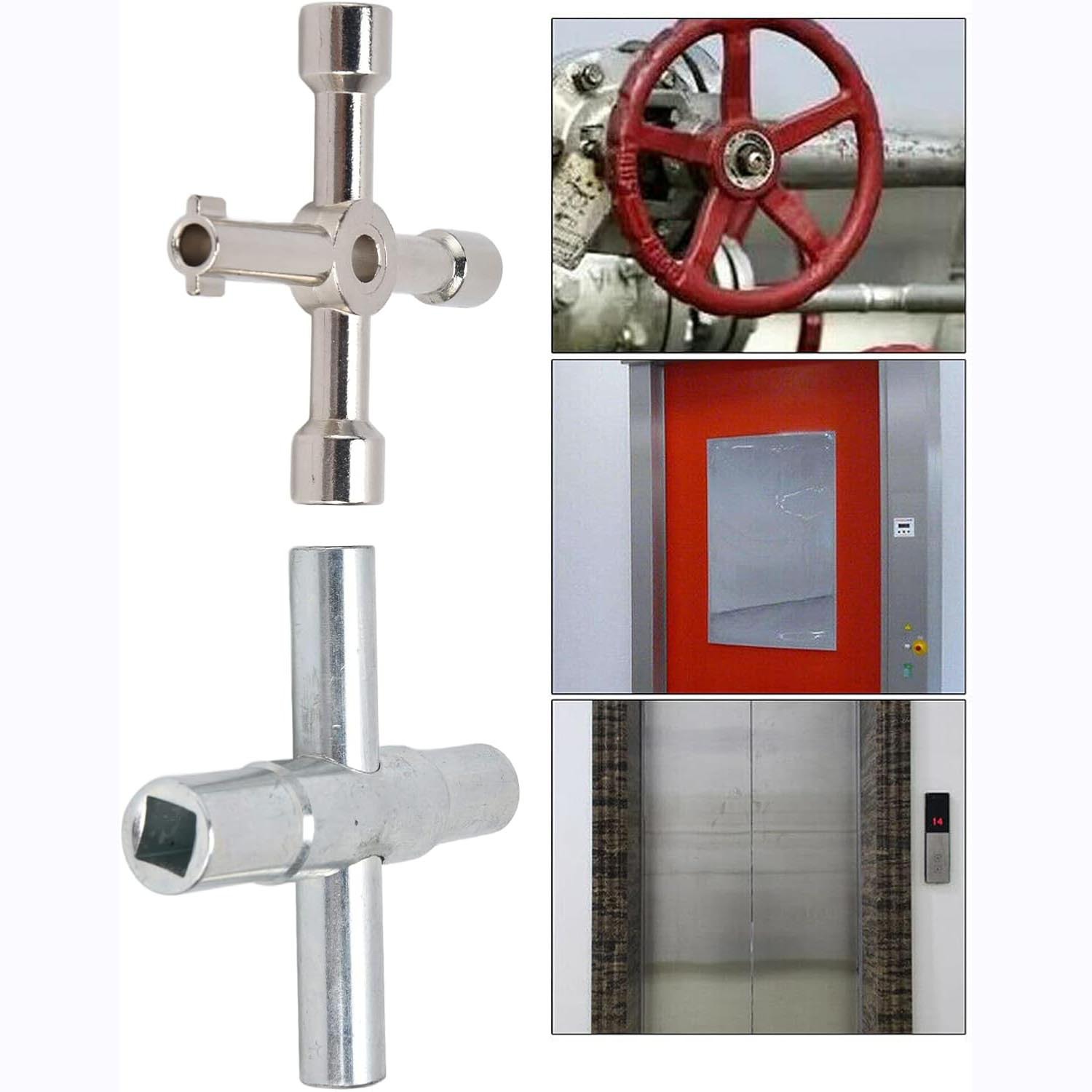 2PCS水钥匙4向旋塞钥匙组、阀门水龙头、散热器、燃气电表箱扳手