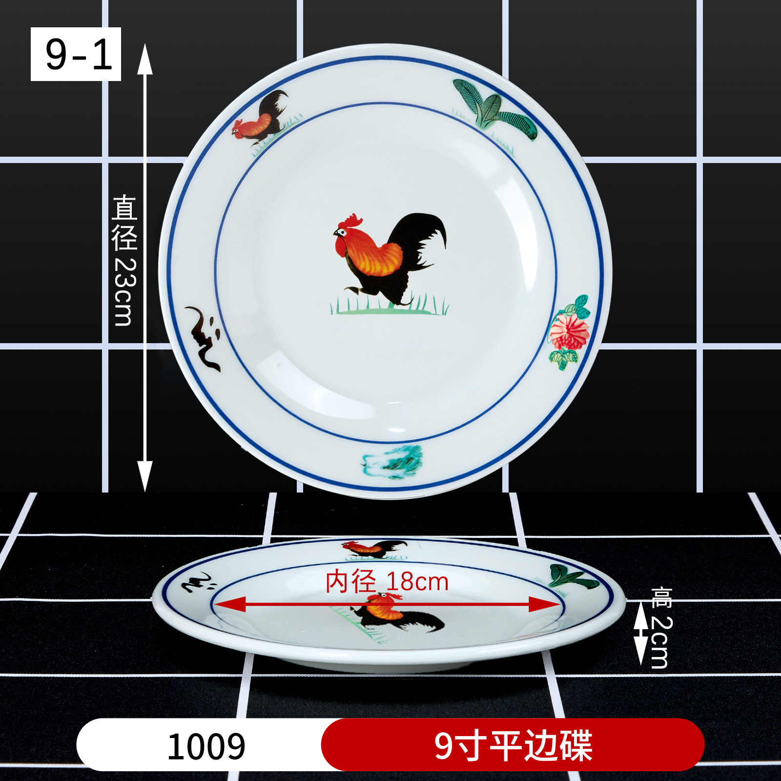 9-1호 9inch 플랫사이드 플레이트 1009