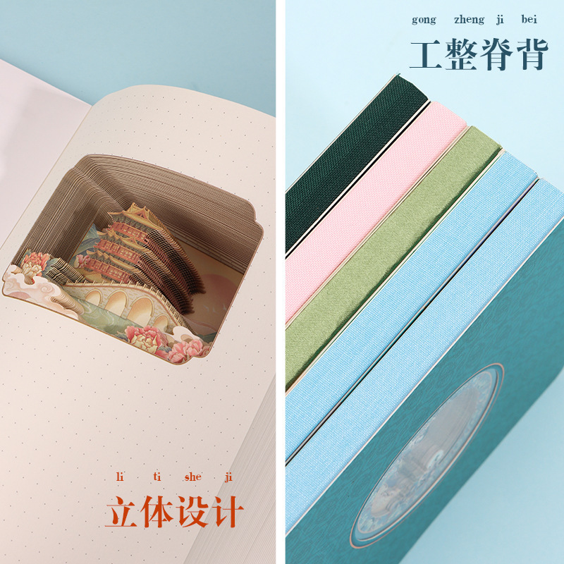 高颜值创意旅游纪念手账本文创集章本3D立体镂空记事本纸雕笔记本|undefined