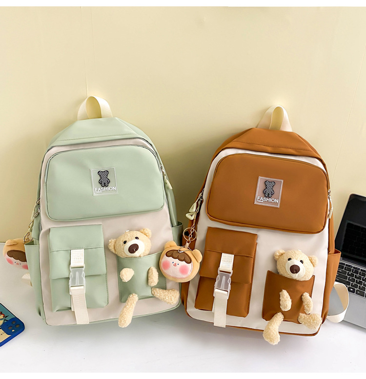 Zaini per bambini, nuovi zaini scolastici per studenti universitari, zaino per bambine con bambola e orso dei cartoni animati, zaino casual carino per donne_voghion.com