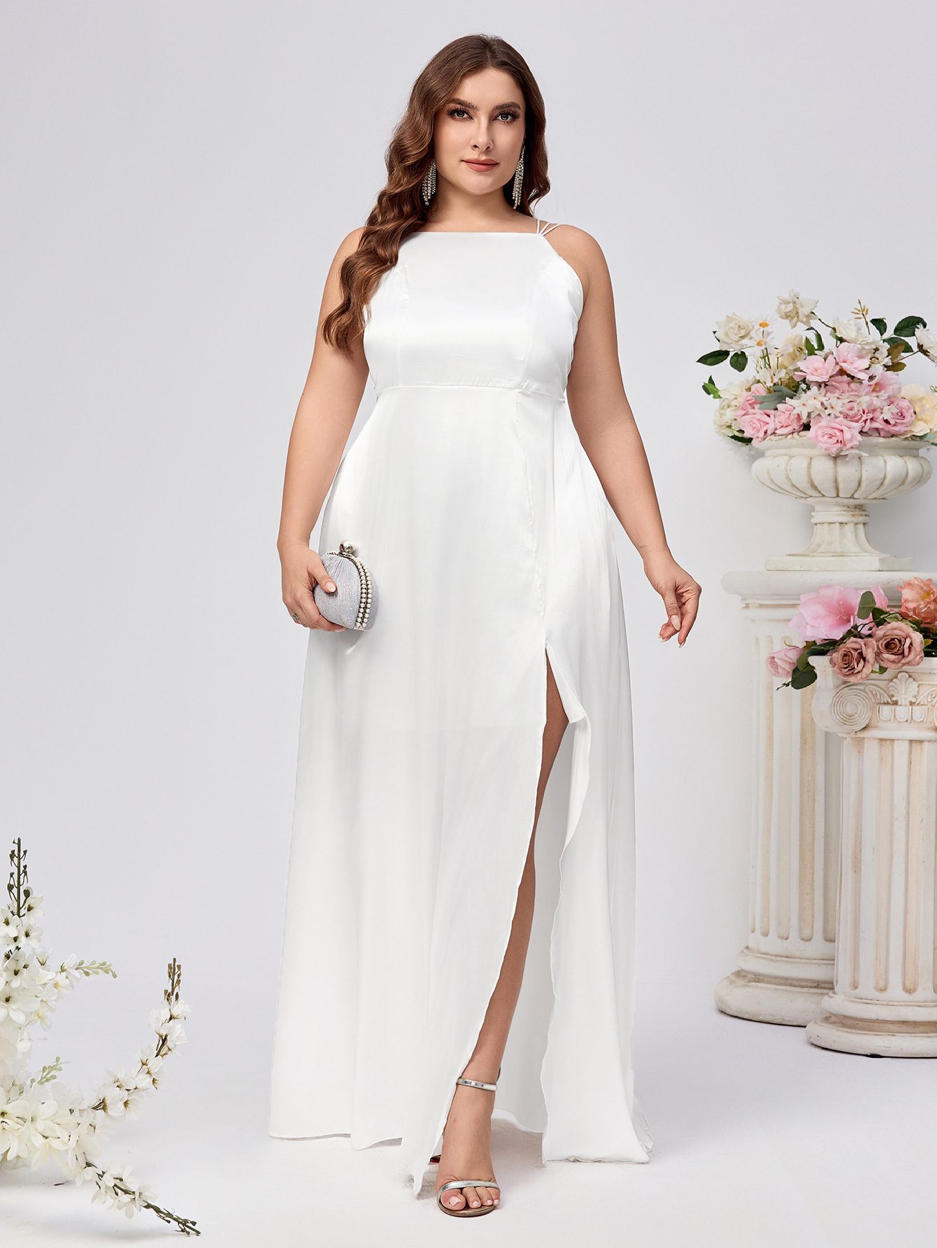 Vestido de talla grande, fiesta de baile, venta caliente, vestido de novia ligero de Amazon europeo y americano 2025, vestido de noche brillante de comercio exterior image 4