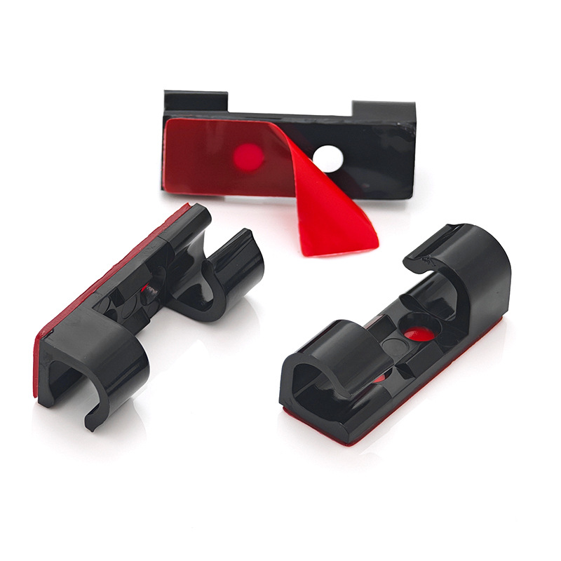 (더블 입) 블랙 모델 [레드 가죽 투명 접착제]