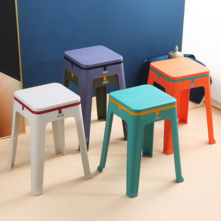 Plastic Stool Nordic Modern Simple Thickened Household Adult Living Room Dining Table Chair Casual Internet Celebrity Square Stool Wholesale