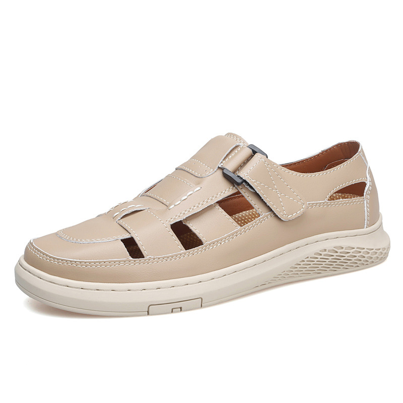 Sandallas de cuero para hombres de alta calidad, zapatos de playa de verano para conducir fuera de casa, anti-deslizante, sandalias de cuero de vaca, sandalias para hombres