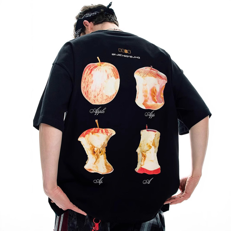 Blag Does Not Hit the Result Apple T-Shirt Short-Sleeved Men's Summer 2025 New American Couple Wear Pure Cotton Half-Sleeved Women Blag Does Not Hit the Result Apple T-Shirt Short-Sleeved Men's Summer 2025 New American Couple Wear Pure Cotton Half-Sleeved Women