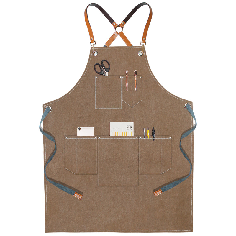 Delantal de lona engrosada transfronteriza logotipo personalizado cafetera especial para hornear leche tienda de té restaurante cocina delantal doméstico
