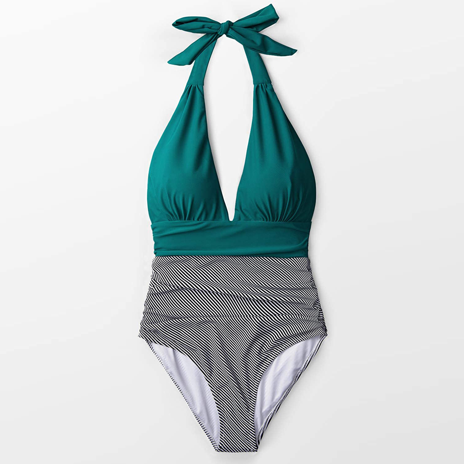 Traje de baño de una pieza para mujer, halter sin espalda, cintura alta, multicolor impreso, estilo europeo y americano 2023