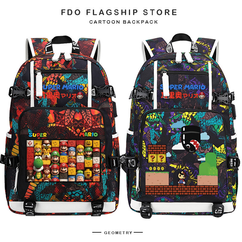 Super Mario Schoolbag for Junior High School Girls to Reduce Burden and Protect Spine, Suitable for Middle and High School Students, Large Capacity, Ultra-Light Mario