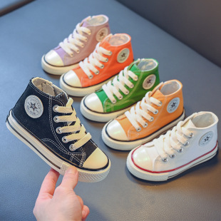 Children's High and Low Canvas Shoes 2025 Autum Small, Medium and Large Kidsren's Male and Female Students Korean Style Sneakers Soft Sole Baby Shoes Trendy