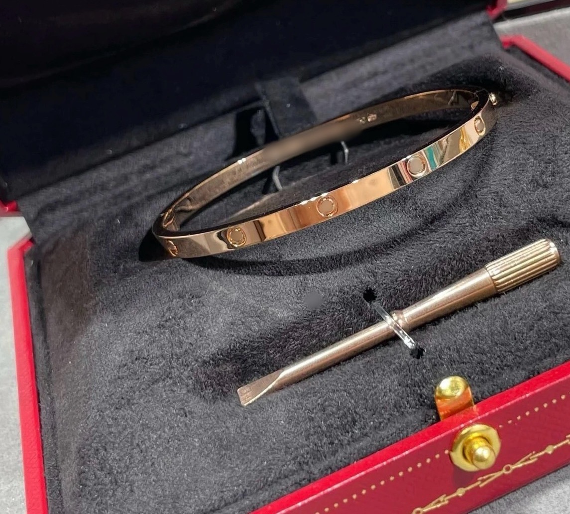 V金CNC高級版loveブレスレット、細め・中幅・幅広の新作、女性用厚め18Kローズゴールドメッキ、越境カップル向けブレスレット