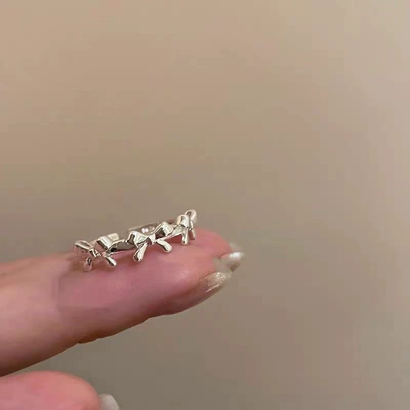 Серебряное фирменное маленькое кольцо с бантом, легкая роскошь, высококачественный стиль, для указательного пальца