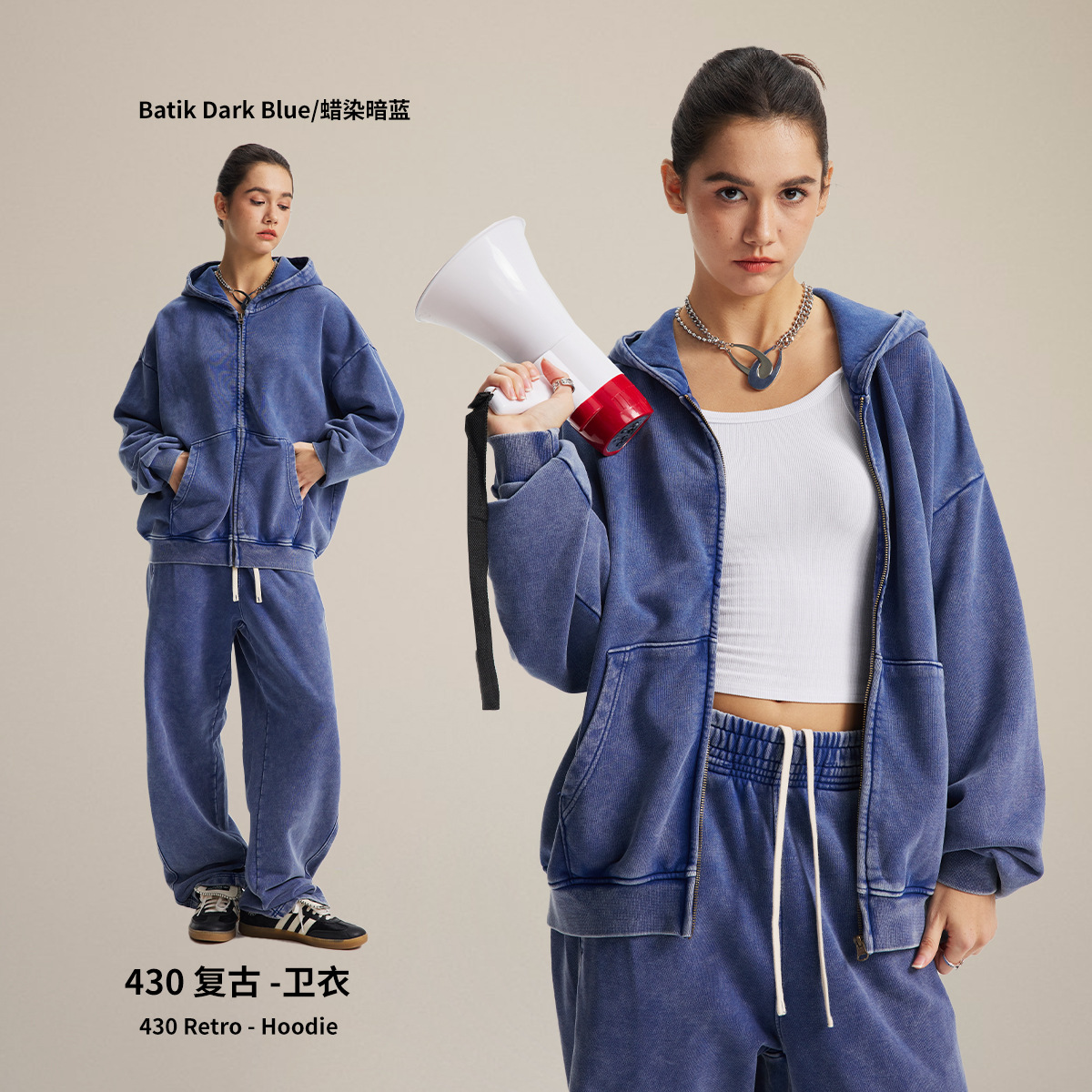 Chain tide hombre| Fábrica directa marca de moda YKK cremallera de algodón jerseys hombre retro lavado con sombrero hombre y mujer