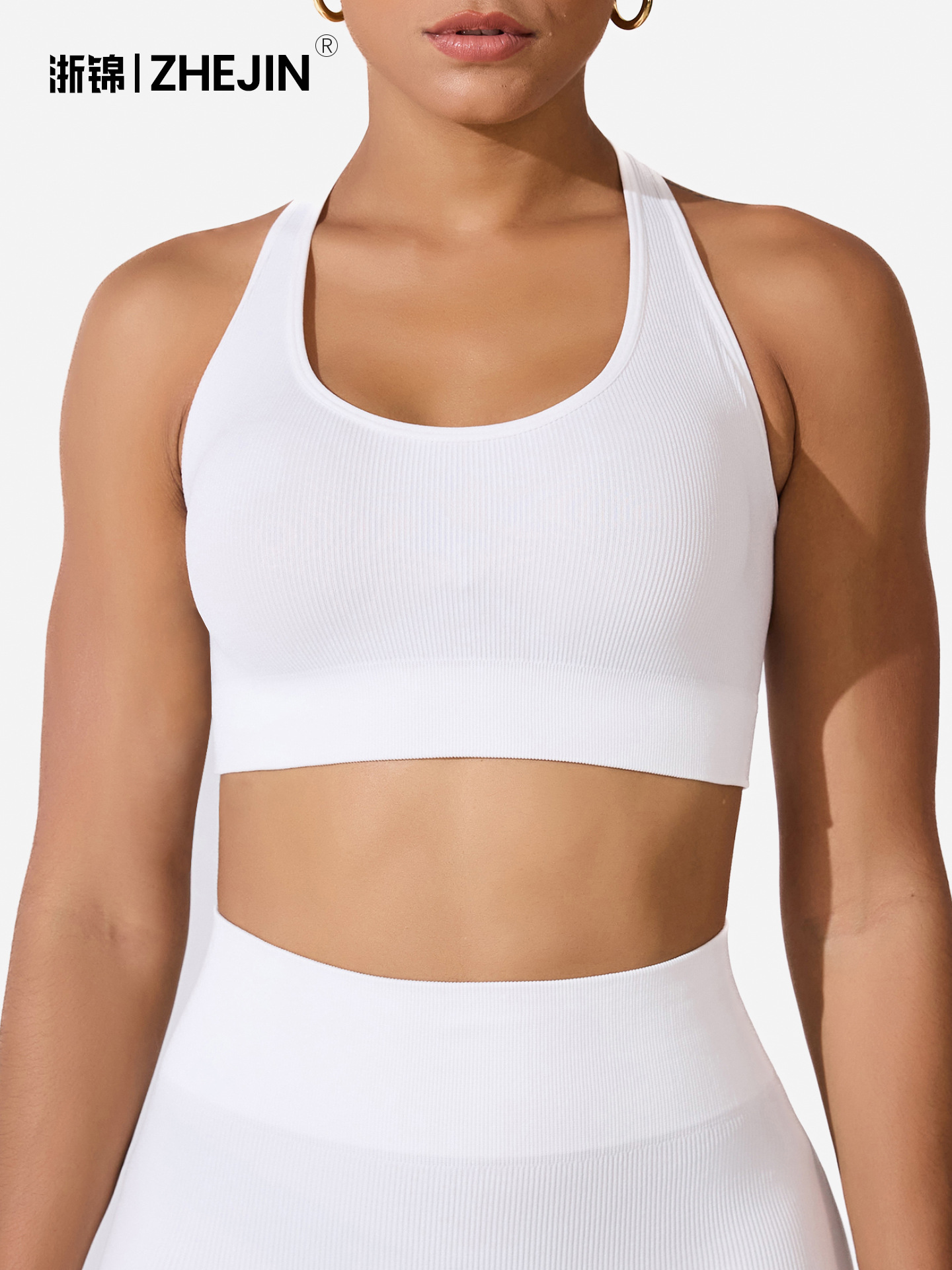 Sujetador deportivo de alta intensidad para mujer, superventas transfronterizo en Europa y América, a prueba de golpes, con espalda hermosa, copas fijas, tipo top de yoga