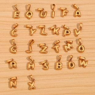 European and American fashion simple temperament explosive jewelry accessories stainless steel plated 18K gold mini bubble letter pendant