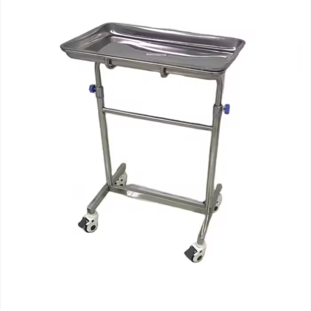 Stainless steel surgical tray cart, tray rack, medical single/double four-bar treatment instrument storage hand-pushed lift cart