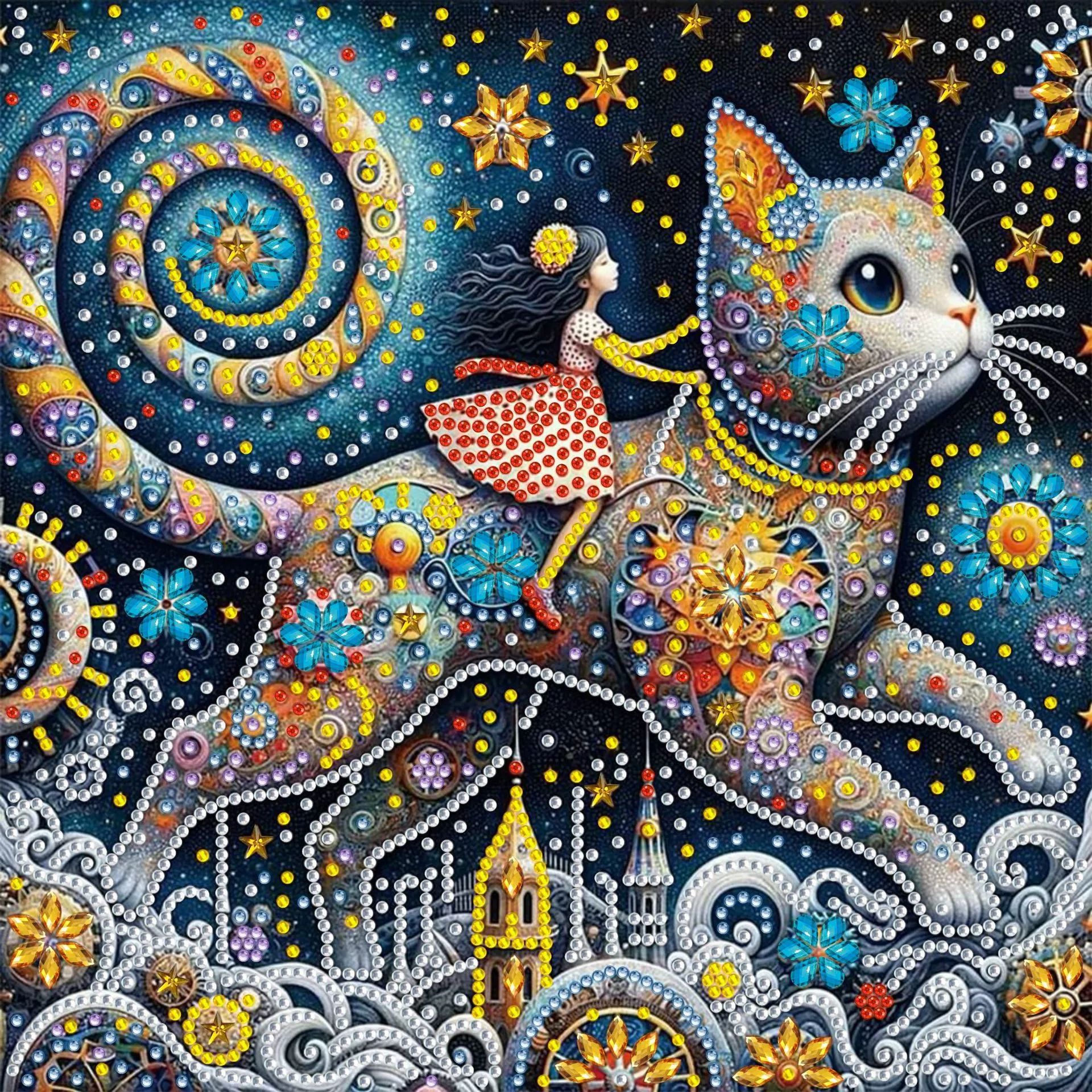 Pintura de Diamantes 5D con Forma Irregular de Princesa de Fantasía, Pintura de Diamantes DIY, Pintura de Diamantes con Puntos de Cristal, 30×30