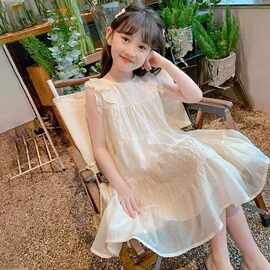 女童夏装连衣裙2026新款儿童洋气甜美女孩夏季木耳边背心公主裙子