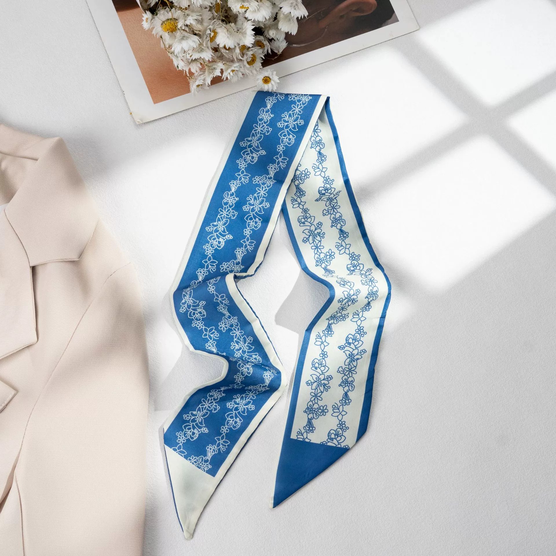 Silk Scarf Hairband (Suhang) long streamer 89×3.8 cm, lightweight gift box option