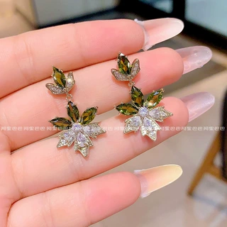 精致锆石花朵吊坠耳钉文艺复古宫廷风时尚耳环小众高级感个性耳饰
