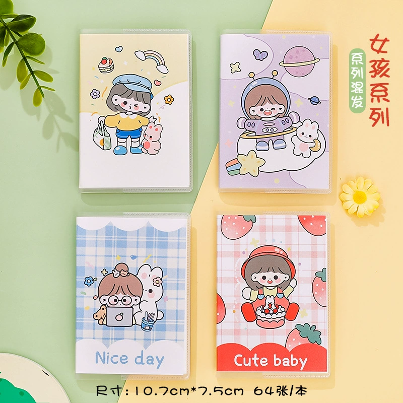 A7 Cartoon Notebook Set, Creative Portable Plastic Cover, Cute Pocket Notes, 10.7×7.5 cm