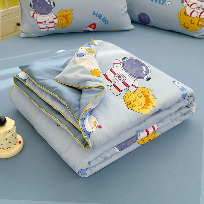 꼬마 우주 비행사 [전체 섬유 충전 A급 규격] 세탁기로 세탁 가능한 어린이 여름 이불: [더블 쿨링, 피부 친화적, 알몸으로 자도 좋음]
