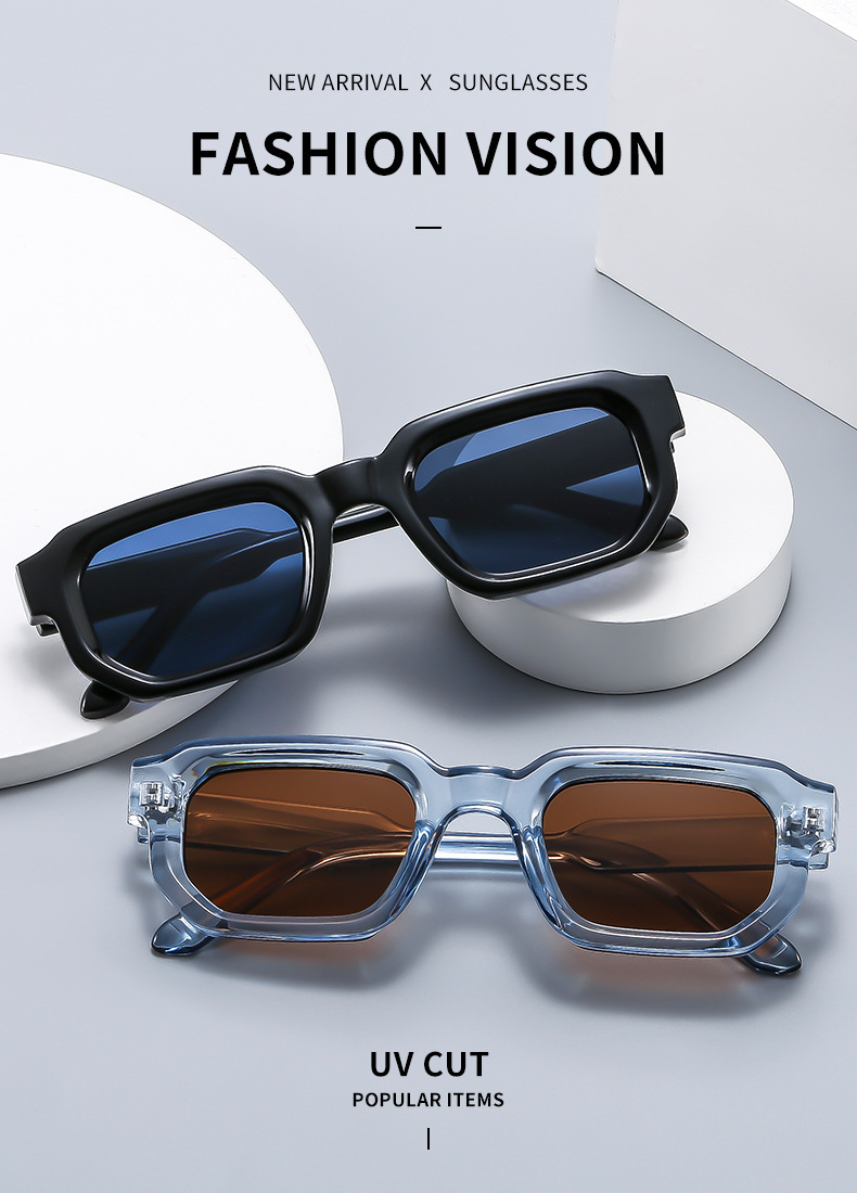 2023 cross-border box Sunglasses European and American vintage square thick small frame fashion Sunglasses female Sunglasses_voghion.com